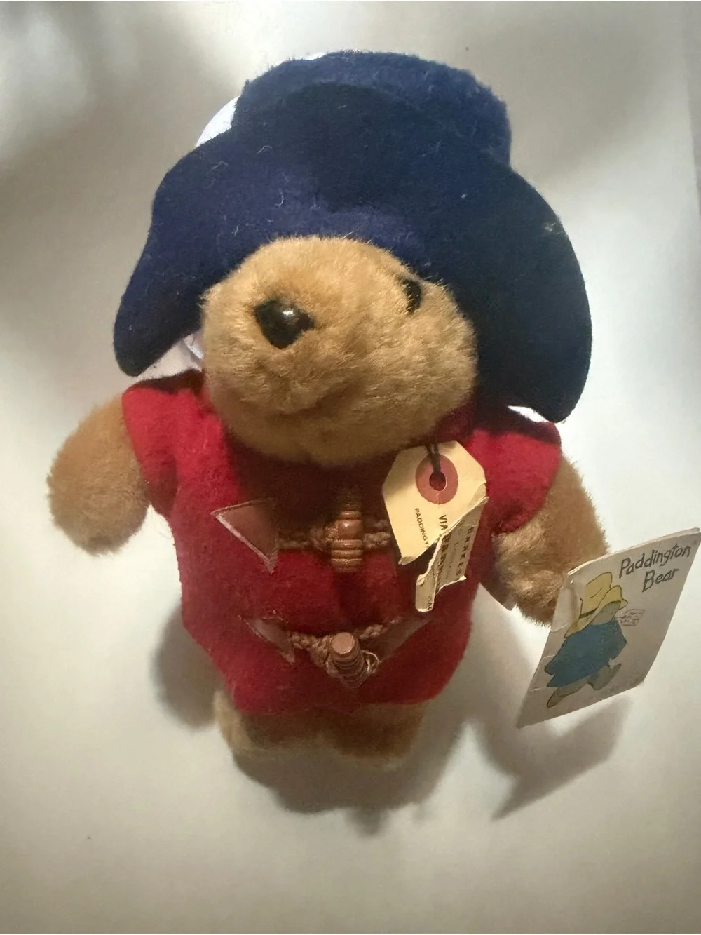 Classic Paddington-Style Plush Bear in Red Coat and Navy Hat
